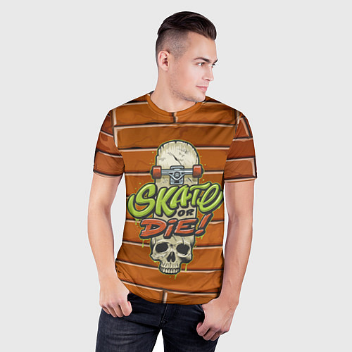 Мужская спорт-футболка Skate or Die: Skull Style / 3D-принт – фото 3