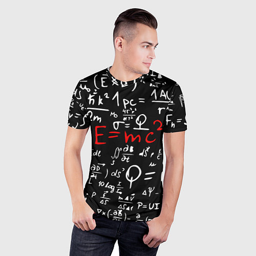 Мужская спорт-футболка E=mc2: Black Style / 3D-принт – фото 3