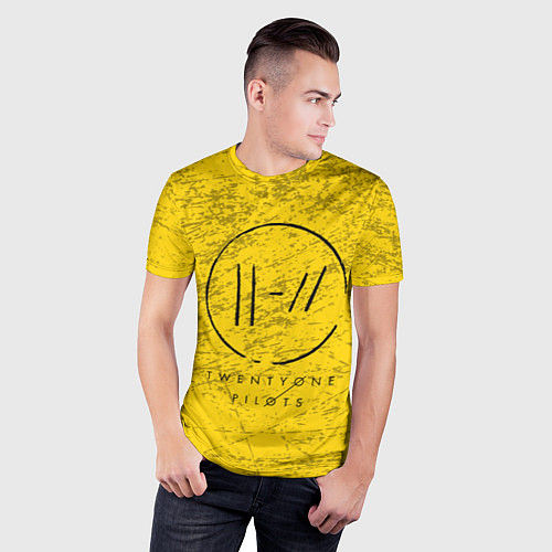 Мужская спорт-футболка 21 Pilots: Yellow Grunge / 3D-принт – фото 3