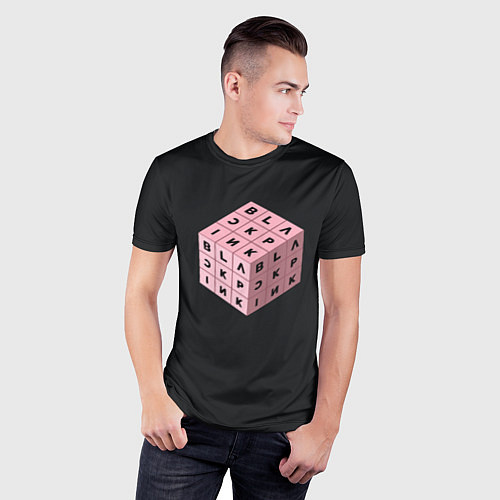 Мужская спорт-футболка Black Pink Cube / 3D-принт – фото 3