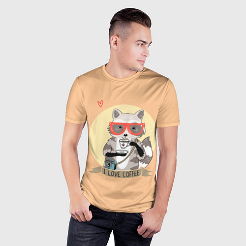Мужская спорт-футболка Raccoon Love Coffee / 3D-принт – фото 3