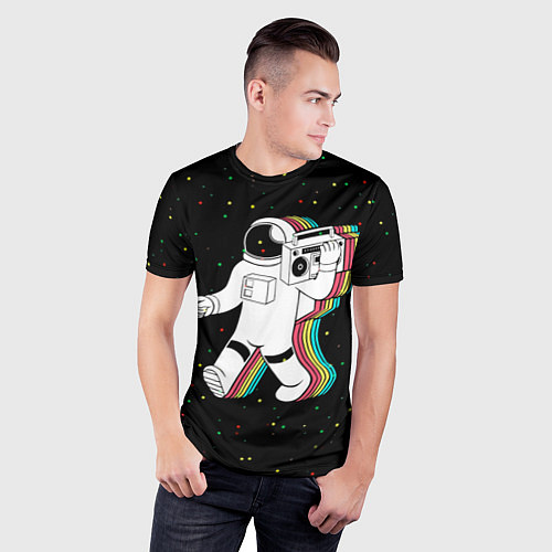 Мужская спорт-футболка Космонавт с магнитофоном / 3D-принт – фото 3