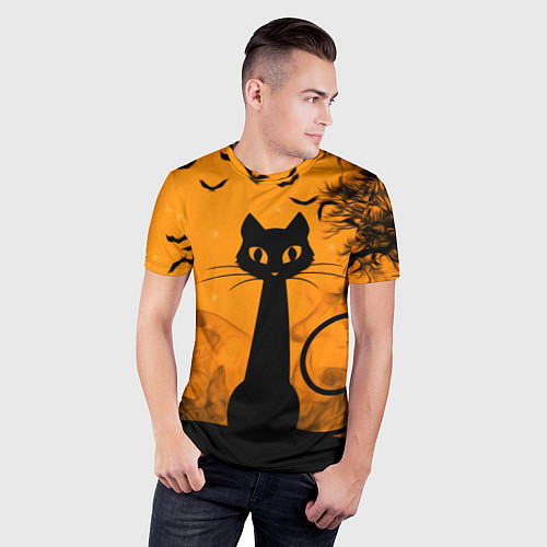 Мужская спорт-футболка Halloween Cat / 3D-принт – фото 3