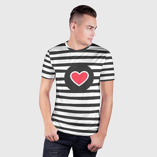 Мужская спорт-футболка Сердце в полоску / 3D-принт – фото 3