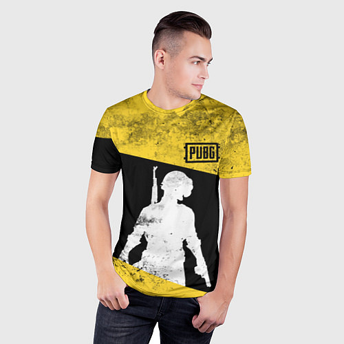 Мужская спорт-футболка PUBG: Yellow Grunge / 3D-принт – фото 3