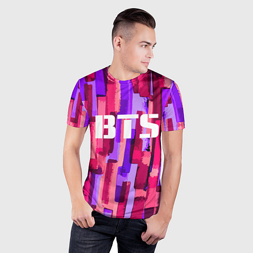 Мужская спорт-футболка BTS: Pink Colour / 3D-принт – фото 3