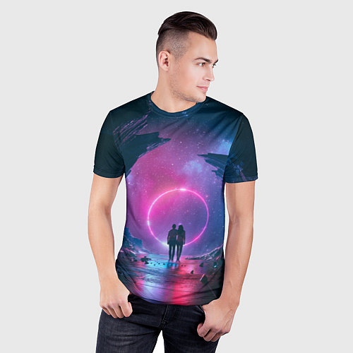 Мужская спорт-футболка Любовь в космосе / 3D-принт – фото 3