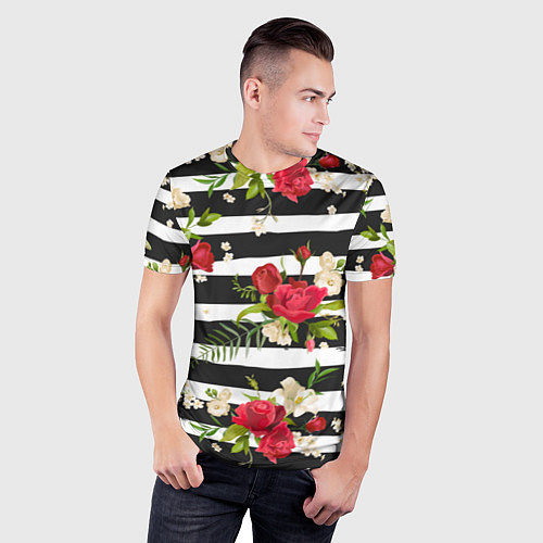 Мужская спорт-футболка Розы и орхидеи / 3D-принт – фото 3