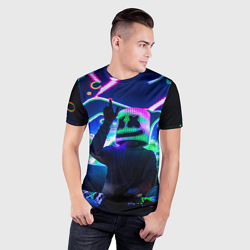 Мужская спорт-футболка Marshmello: Neon DJ / 3D-принт – фото 3