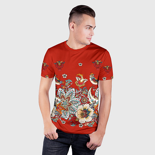 Мужская спорт-футболка Орнамент с птицами / 3D-принт – фото 3