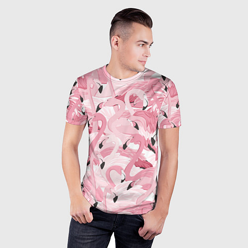 Мужская спорт-футболка Розовый фламинго / 3D-принт – фото 3