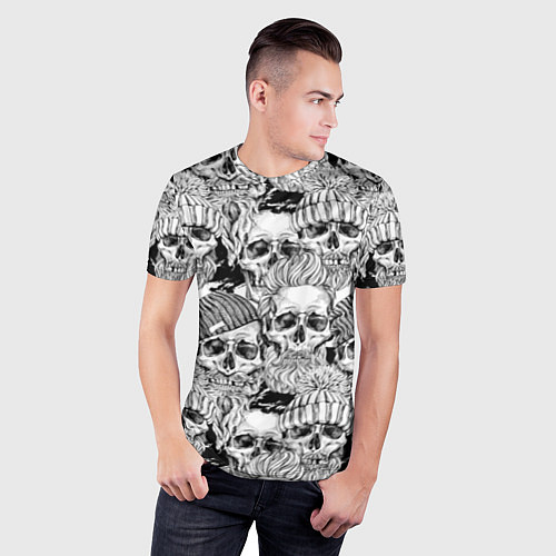 Мужская спорт-футболка Hipster skulls / 3D-принт – фото 3