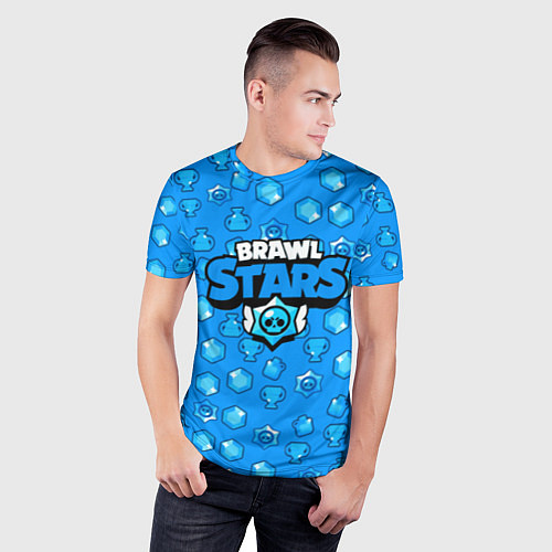Мужская спорт-футболка Brawl Stars: Blue Team / 3D-принт – фото 3