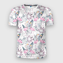 Мужская спорт-футболка Тропические фламинго