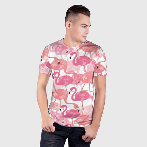 Мужская спорт-футболка Рай фламинго / 3D-принт – фото 3