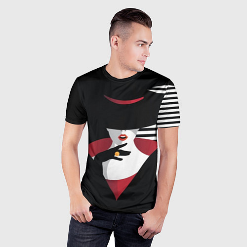 Мужская спорт-футболка Женщина в шляпе поп-арт / 3D-принт – фото 3