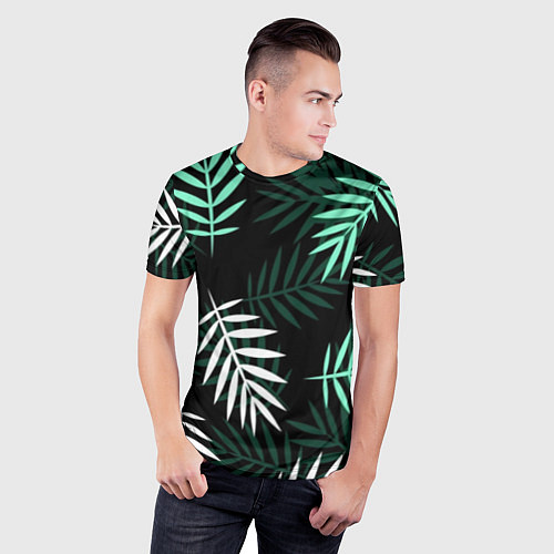 Мужская спорт-футболка Листья пальмы / 3D-принт – фото 3