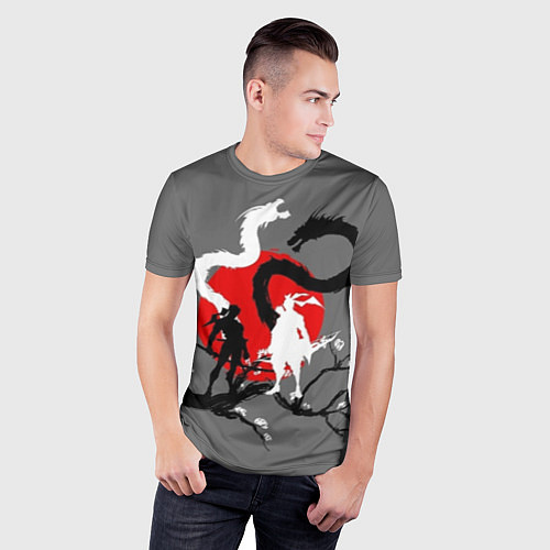 Мужская спорт-футболка Битва драконов / 3D-принт – фото 3