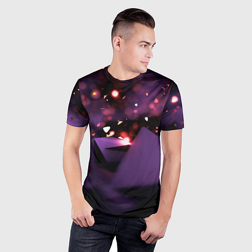 Мужская спорт-футболка Фиолетовая абстракция с блестками / 3D-принт – фото 3
