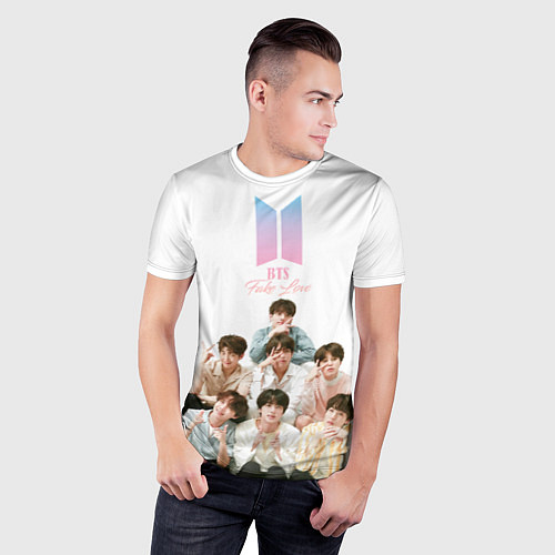 Мужская спорт-футболка Take love BTS / 3D-принт – фото 3