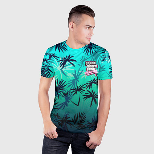 Мужская спорт-футболка GTA пальмы / 3D-принт – фото 3