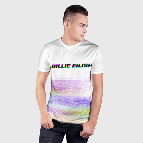 Мужская спорт-футболка BILLIE EILISH: White Glitch / 3D-принт – фото 3