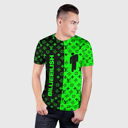 Мужская спорт-футболка BILLIE EILISH x LV Green / 3D-принт – фото 3