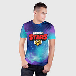 Футболка спортивная мужская BRAWL STARS лого в космосе, цвет: 3D-принт — фото 2