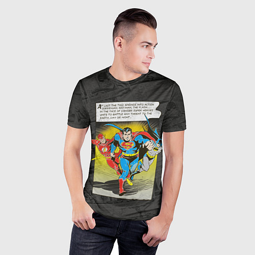 Мужская спорт-футболка Flash, Batman, Superman / 3D-принт – фото 3