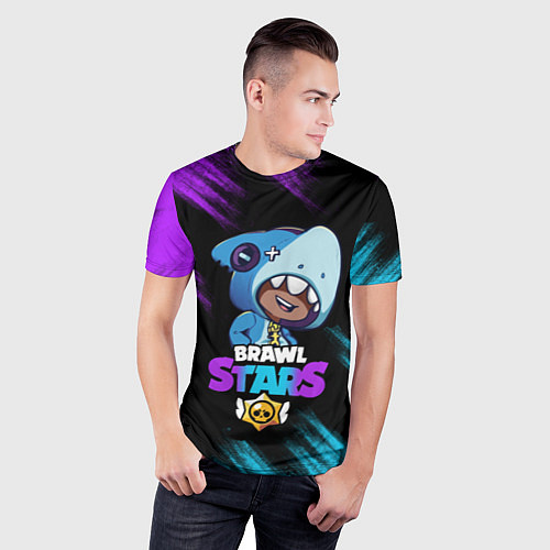 Мужская спорт-футболка Brawl Stars LEON SHARK / 3D-принт – фото 3