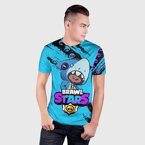Мужская спорт-футболка Brawl Stars LEON SHARK / 3D-принт – фото 3