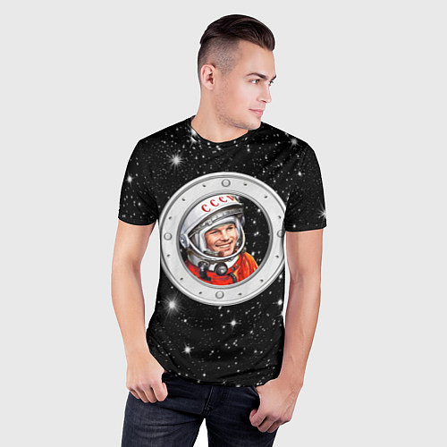 Мужская спорт-футболка Юрий Гагарин звездное небо / 3D-принт – фото 3