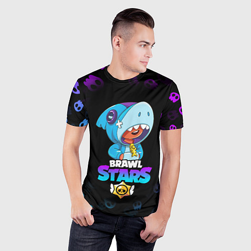 Мужская спорт-футболка BRAWL STARS LEON SHARK / 3D-принт – фото 3