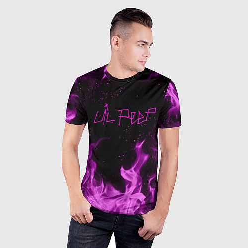Мужская спорт-футболка LIL PEEP FIRE / 3D-принт – фото 3