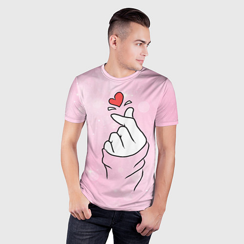 Мужская спорт-футболка Сердечко пальцами / 3D-принт – фото 3