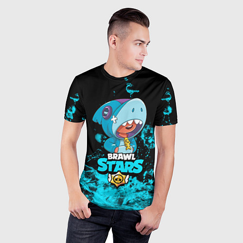 Мужская спорт-футболка BRAWL STARS LEON SHARK / 3D-принт – фото 3