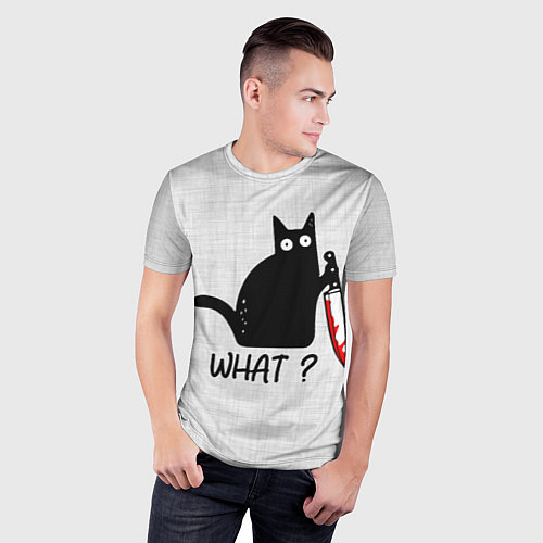 Мужская спорт-футболка What cat / 3D-принт – фото 3