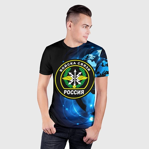 Мужская спорт-футболка Войска связи / 3D-принт – фото 3