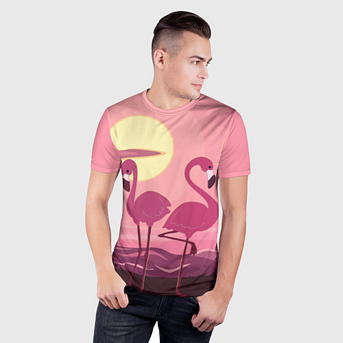 Мужская спорт-футболка Фламинго / 3D-принт – фото 3