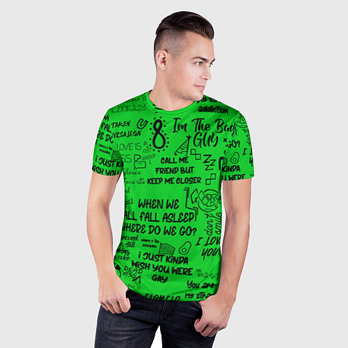 Мужская спорт-футболка GREEN BILLIE EILISH / 3D-принт – фото 3
