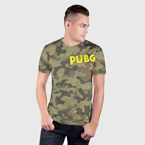 Мужская спорт-футболка PUBG лесной камуфляж / 3D-принт – фото 3