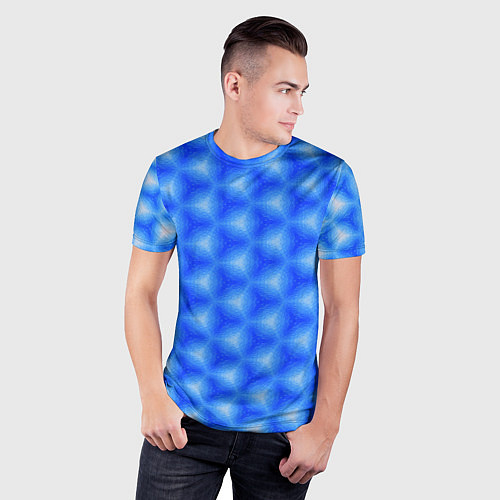 Мужская спорт-футболка Синие соты / 3D-принт – фото 3