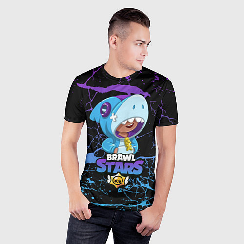 Мужская спорт-футболка Brawl Stars Leon Shark / 3D-принт – фото 3