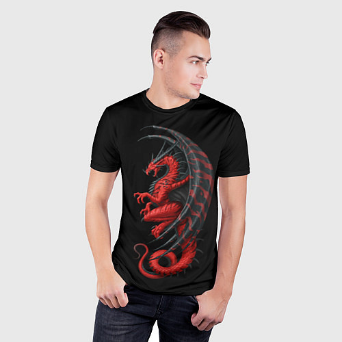 Мужская спорт-футболка Red Dragon / 3D-принт – фото 3