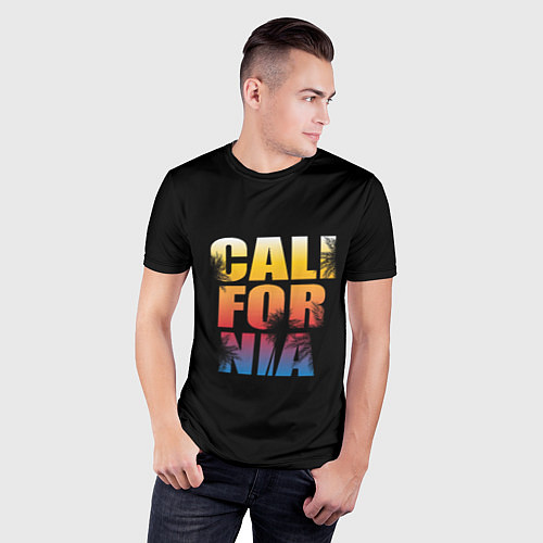 Мужская спорт-футболка Калифорния / 3D-принт – фото 3