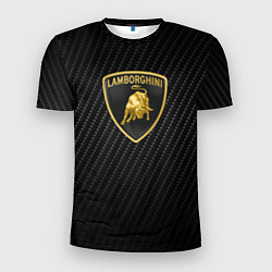 Футболка спортивная мужская Lamborghini logo n carbone, цвет: 3D-принт