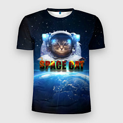 Футболка спортивная мужская Космический кот, цвет: 3D-принт
