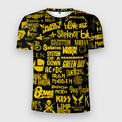 Мужская спорт-футболка Логотипы рок групп GOLD