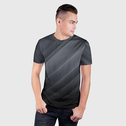 Мужская спорт-футболка GRAY WAVES / 3D-принт – фото 3