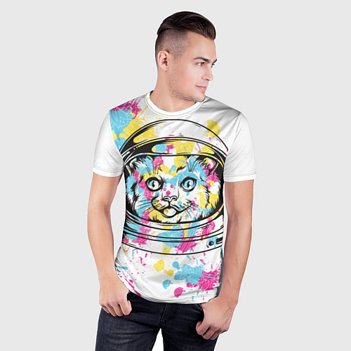 Мужская спорт-футболка Кот в скафандре / 3D-принт – фото 3